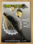 1oz Spinnerbait ~ BLACK & GOLD ~ 5" Paddle Tail Trailer + Stinger Hook (Gold Blades)