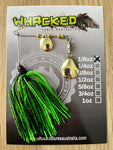 1/8oz Guppy Head Spinnerbait ~ GOBLIN GREEN (Gold Blades)