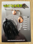 1/8oz Guppy Head Spinnerbait ~ BLACK (Copper Blades)