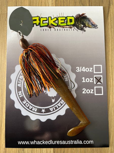 1oz CHATTERBAIT ~ RUSTIC ORANGE ~ 5" Paddle Tail Trailer + Stinger