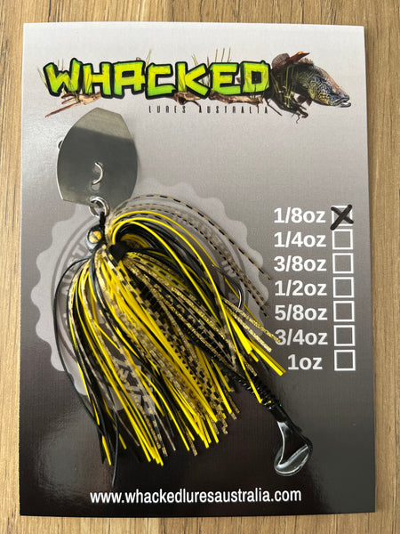 1/8oz Chatterbait ~ BLACK & YELLOW ~ Paddle Worm Trailer