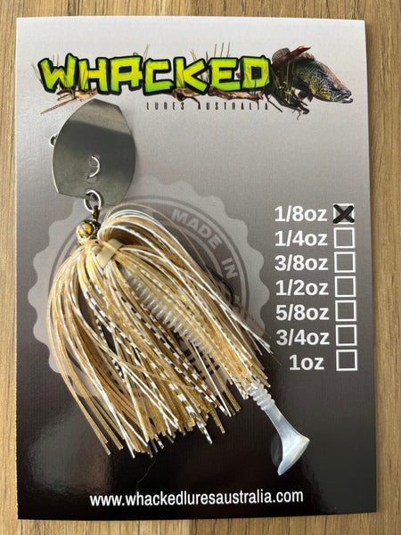 1/8oz Chatterbait ~ WHITE GOLD ~ Paddle Worm Trailer