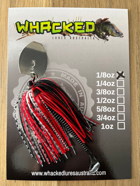 1/8oz Chatterbait ~ PHANTOM RED ~ Paddle Worm Trailer