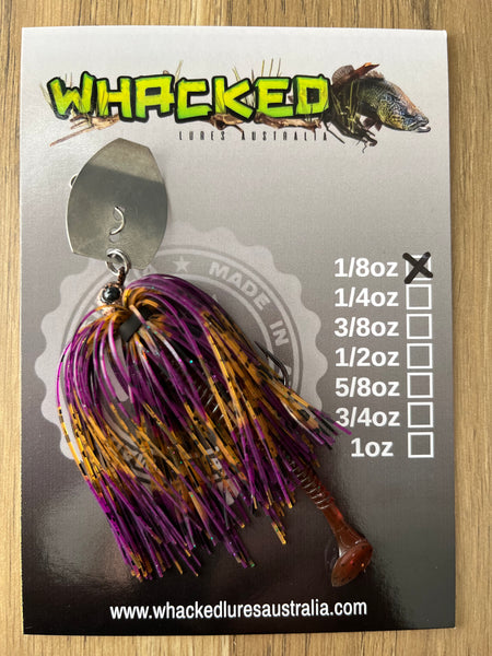 1/8oz Chatterbait ~ PURPLE PUMPKIN ~ Paddle Worm Trailer