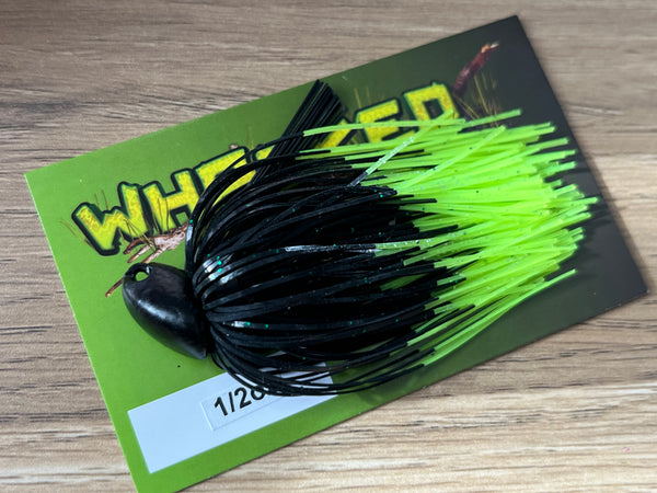 1/2oz WHACKED BRUSH HEAD JIG ~ FLURO DIP BLACK