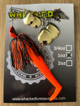 1oz Quad Spin Spinnerbait ~ VOLCANO ~ Paddle Tail Trailer + Stinger Hook (Gold Blades)