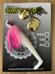 1oz Quad Spin Spinnerbait ~ COCONUT ICE ~ Paddle Tail Trailer + Stinger Hook (Gold Blades)