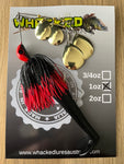 1oz Quad Spin Spinnerbait ~ FIRETIP RED ~ Paddle Tail Trailer + Stinger Hook (Gold Blades)