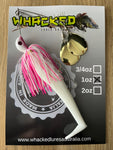 1oz Twin Spin Spinnerbait ~ COCONUT ICE ~ Paddle Tail Trailer + Stinger Hook (Gold Blades)
