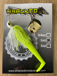 1oz Twin Spin Spinnerbait ~ ACID WHITE ~ Paddle Tail Trailer + Stinger Hook (Gold Blades)