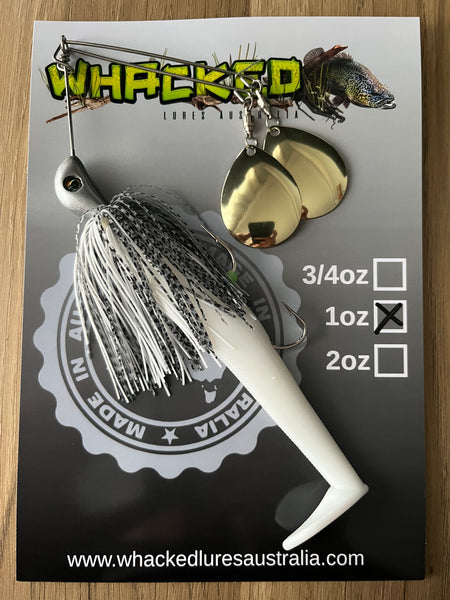 1oz Twin Spin Spinnerbait ~ BONY BREAM ~ Paddle Tail Trailer + Stinger Hook (Gold Blades)