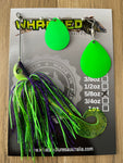 5/8oz Spinnerbait ~ PURPLE & LIME ~ Grub Trailer (Coloured Blades)