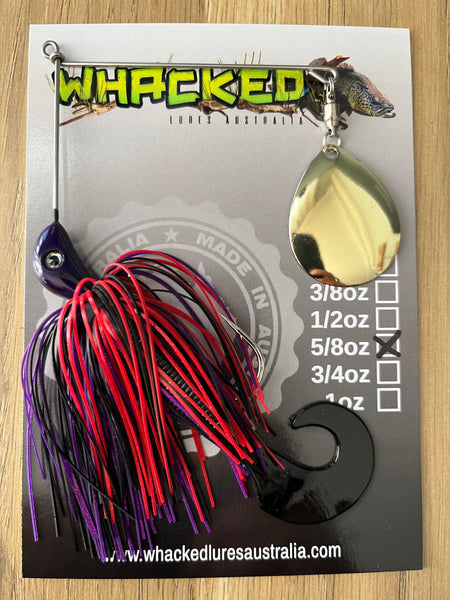 5/8oz Single Blade Spinnerbait ~ EVIL PURPLE ~ Grub Trailer (Gold Blade)