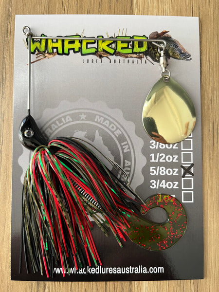 5/8oz Single Blade Spinnerbait ~ NATURAL PERCH ~ Grub Trailer (Gold Blade)