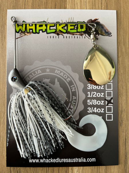 5/8oz Single Blade Spinnerbait ~ BONY BREAM ~ Grub Trailer (Gold Blade)