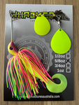 5/8oz Spinnerbait ~ FLURO POP ~ Grub Trailer (Coloured Blades)