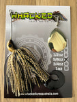 5/8oz Single Blade Spinnerbait ~ BLACK & GOLD ~ Grub Trailer (Gold Blade)