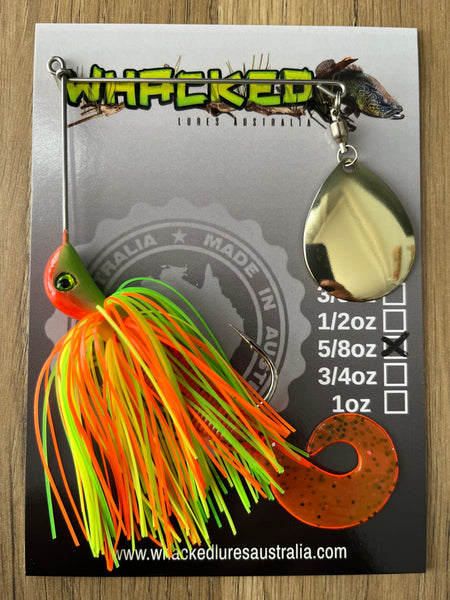 5/8oz Single Blade Spinnerbait ~ CITRUS ~ Grub Trailer (Gold Blade)