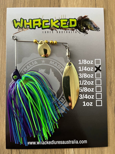1/4oz Spinnerbait ~ JUNE BUG (Gold Willow Blade)