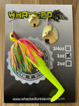 1oz Spinnerbait ~ FLURO POP ~ 5" Paddle Tail Trailer + Stinger Hook (Gold Blades)