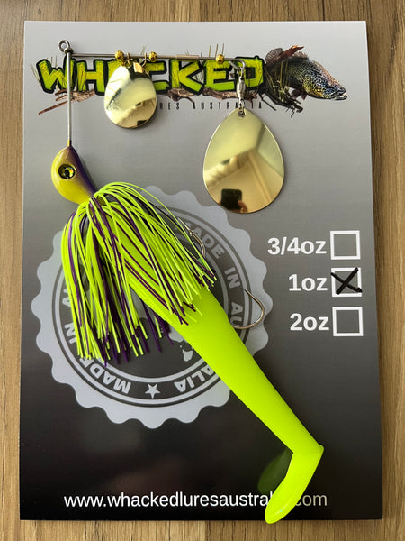 1oz Spinnerbait ~ BAHAMA ~ 5" Paddle Tail Trailer + Stinger Hook (Gold Blades)