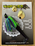 1oz Spinnerbait ~ JUNE BUG ~ 5" Paddle Tail Trailer + Stinger Hook (Gold Blades)