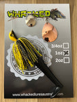 1oz Spinnerbait ~ BLACK & YELLOW ~ 5" Paddle Tail Trailer + Stinger Hook (Mixed Blades)