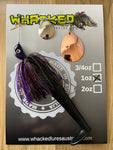 1oz Spinnerbait ~ NIGHT SKY PURPLE ~ 5" Paddle Tail Trailer + Stinger Hook (Mixed Blades)