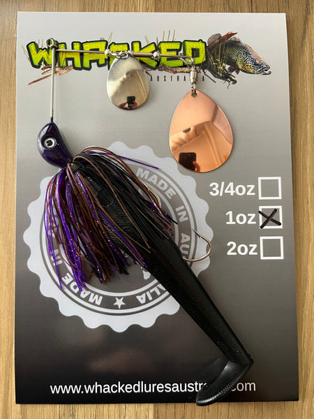 1oz Spinnerbait ~ NIGHT SKY PURPLE ~ 5" Paddle Tail Trailer + Stinger Hook (Mixed Blades)