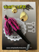 1oz Spinnerbait ~ SEXY WITCH ~ 5" Paddle Tail Trailer + Stinger Hook (Gold Blades)