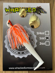 1oz Spinnerbait ~ ORANGE ICE ~ 5" Paddle Tail Trailer + Stinger Hook (Gold Blades)