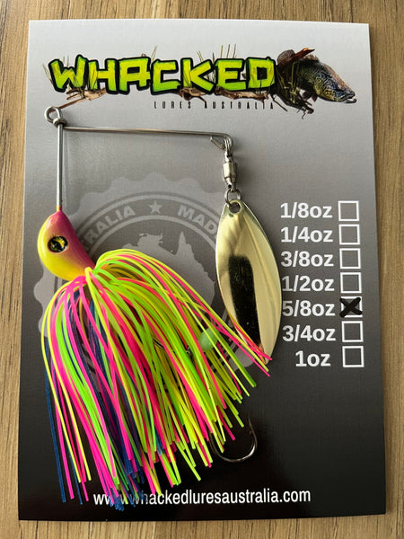 5/8oz Compact Single Willow Blade Spinnerbait ~ FLURO POP ~ Stinger Hook