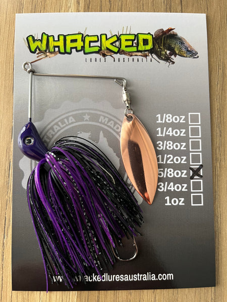 5/8oz Compact Single Willow Blade Spinnerbait ~ PHANTOM PURPLE ~ Stinger Hook