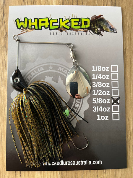 5/8oz Compact Single Blade Spinnerbait ~ BLACK GUPPY ~ Stinger Hook