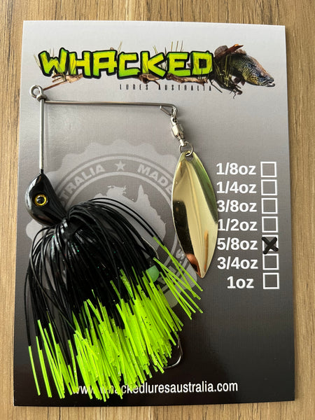 5/8oz Compact Single Willow Blade Spinnerbait ~ FLURO DIP BLACK ~ Stinger Hook