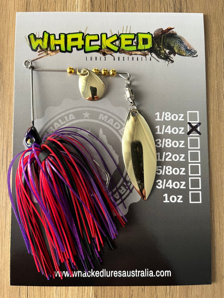 1/4oz Spinnerbait ~ EVIL PURPLE (Gold Willow Blade)