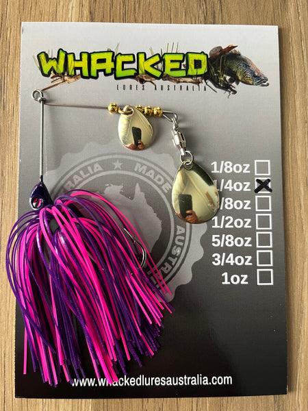 1/4oz Spinnerbait ~ PURPLE & PINK (Gold Blades)