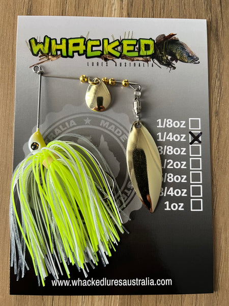 1/4oz Spinnerbait ~ ACID WHITE (Gold Willow Blade)