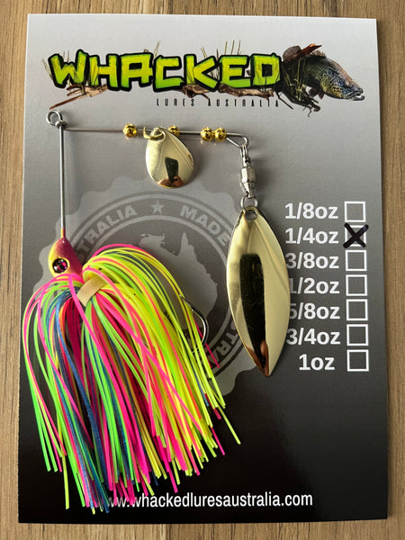 1/4oz Spinnerbait ~ FLURO POP (Gold Willow Blade)