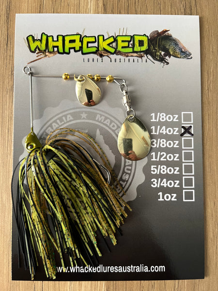 1/4oz Spinnerbait ~ GREMLIN GREEN (Gold Blades)