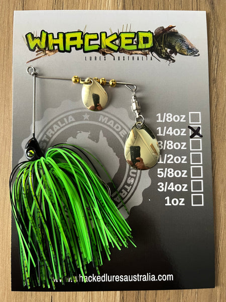 1/4oz Spinnerbait ~ GOBLIN GREEN (Gold Blades)