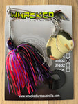 5/8oz Twin Spin Spinnerbait ~ EVIL PURPLE ~ Grub Trailer (Gold Blades)