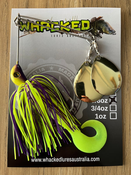 5/8oz Twin Spin Spinnerbait ~ BAHAMA ~ Grub Trailer (Gold Blades)