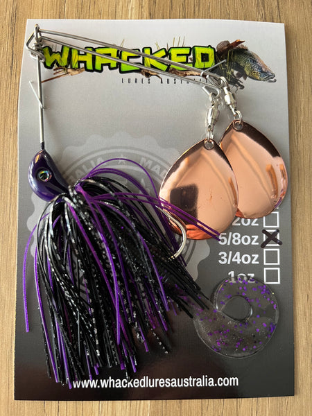 5/8oz Twin Spin Spinnerbait ~ PHANTOM PURPLE ~ Grub Trailer (Copper Blades)
