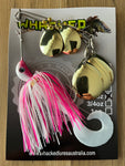 5/8oz Quad Spin Spinnerbait ~ COCONUT ICE ~ Grub Trailer (Gold Blades)