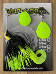 5/8oz Spinnerbait ~ FLURO DIP BLACK ~ Grub Trailer (Coloured Blades)