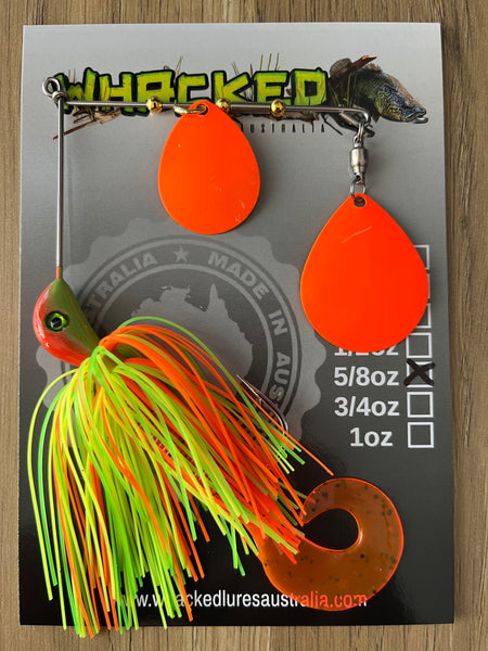 5/8oz Spinnerbait ~ CITRUS ~ Grub Trailer (Coloured Blades)
