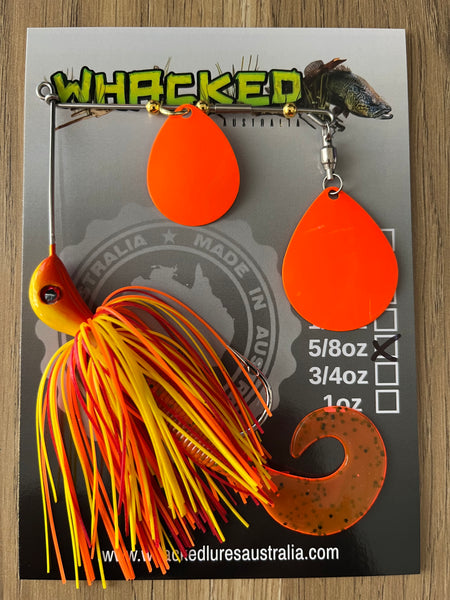 5/8oz Spinnerbait ~ SUNRISE ORANGE ~ Grub Trailer (Coloured Blades)