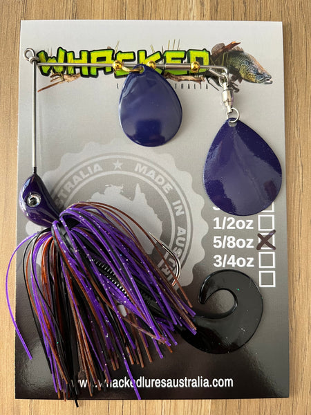 5/8oz Spinnerbait ~ NIGHT SKY PURPLE ~ Grub Trailer (Coloured Blades)