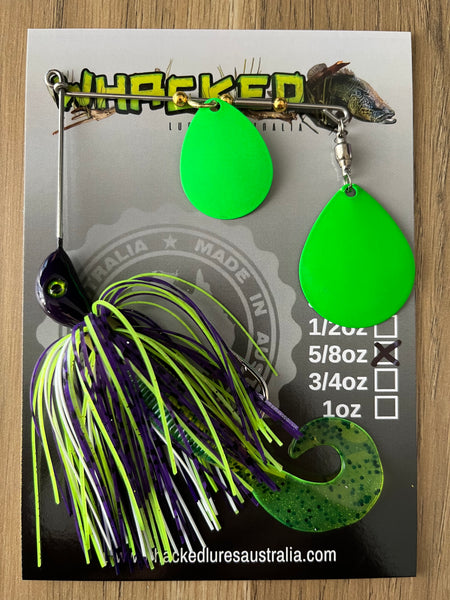 5/8oz Spinnerbait ~ BUZZ LIGHTYEAR ~ Grub Trailer (Coloured Blades)